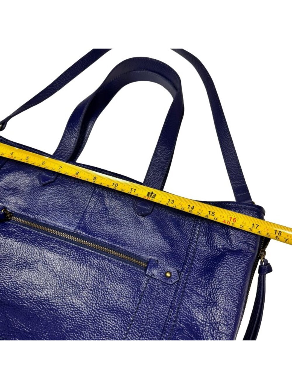 Isabella Fiore Pebbled Leather Tote Bag Large Tassels Shoulder Strap - Picture 12 of 16
